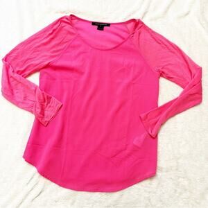 Women's French Connection Pink Top sz S Long Sleeve Womens Blouse Hot Pink